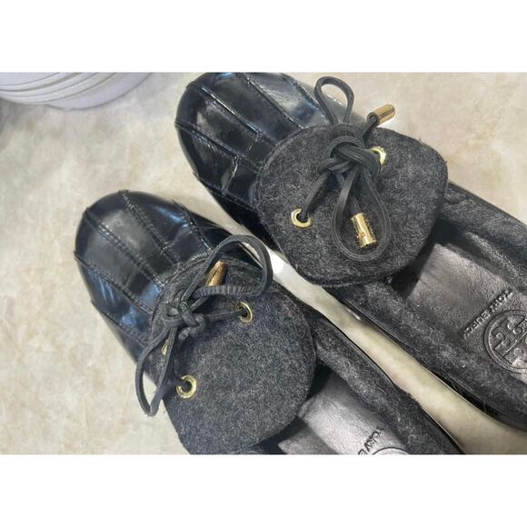 Tory Burch black patent leather duck rain shoes sz 11/41 - Picture 12 of 16